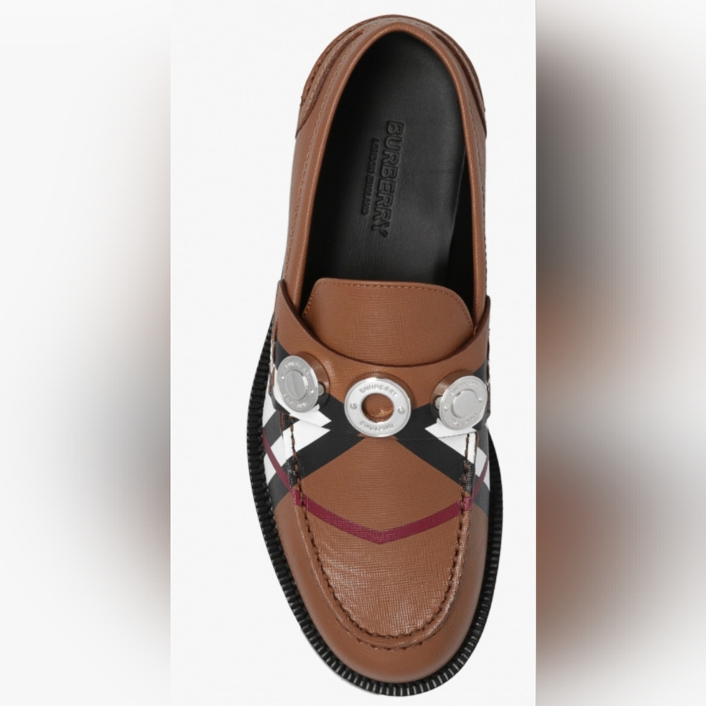 Burberry Brown Vintage Check Leather Loafers BRAND NEW! Size 37.5 (US 7.5)